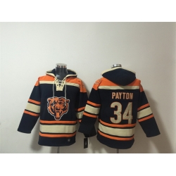 Men Chicago Bears  34 Walter Payton Navy Ageless Must Have Lace Up Pullover Hoodie