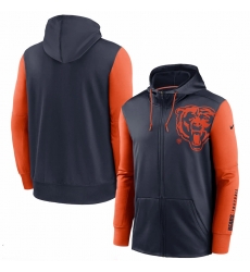 Men Chicago Bears Navy Orange Fan Gear Mascot Performance Full Zip Hoodie Men Chicago Bears Navy Orange Fan Gear Mascot Performance Full Zip Hoodie