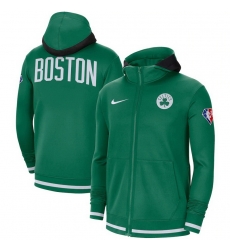 Men Boston Celtics Nike 75th Anniversary Performance Showtime Full Zip Hoodie Jacket Kelly Green Men Boston Celtics Nike 75th Anniversary Performance Showtime Full Zip Hoodie Jacket Kelly Green