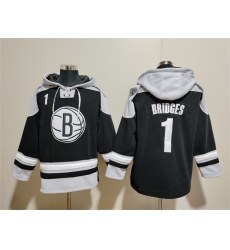 Men Brooklyn Nets 1 Mikal Bridges Black Lace Up Pullover Hoodie Men Brooklyn Nets 1 Mikal Bridges Black Lace Up Pullover Hoodie
