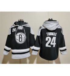 Men Brooklyn Nets 24 Cam Thomas Black Lace Up Pullover Hoodie Men Brooklyn Nets 24 Cam Thomas Black Lace Up Pullover Hoodie