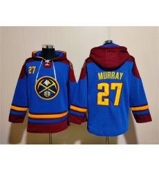 Men Denver Nuggets 27 Jamal Murray Blue Red Lace Up Pullover Hoodie Men Denver Nuggets 27 Jamal Murray Blue Red Lace Up Pullover Hoodie