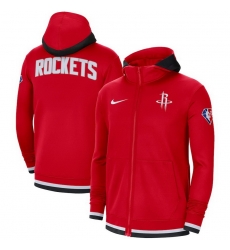 Men Houston Rockets Nike 75th Anniversary Performance Showtime Full Zip Hoodie Jacket Red Men Houston Rockets Nike 75th Anniversary Performance Showtime Full Zip Hoodie Jacket Red