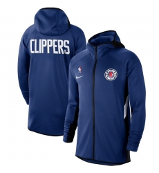 Men Nike LA Clippers Royal Authentic Showtime Therma Flex Performance Full Zip Hoodie Men Nike LA Clippers Royal Authentic Showtime Therma Flex Performance Full Zip Hoodie
