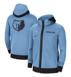 Men Nike Memphis Grizzlies Light Blue Authentic Showtime Performance Full Zip Hoodie Jacket Men Nike Memphis Grizzlies Light Blue Authentic Showtime Performance Full Zip Hoodie Jacket