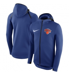 Men New York Knicks Nike Showtime Therma Flex Performance Full Zip Hoodie Blue Men New York Knicks Nike Showtime Therma Flex Performance Full Zip Hoodie Blue