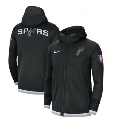 Men San Antonio Spurs Nike 75th Anniversary Performance Showtime Full Zip Hoodie Jacket Black Men San Antonio Spurs Nike 75th Anniversary Performance Showtime Full Zip Hoodie Jacket Black