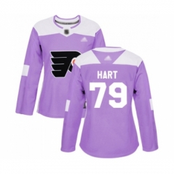 Women Philadelphia Flyers #79 Carter Hart Authentic Purple Fights Cancer Practice Hockey Jersey