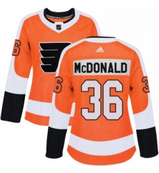 Womens Adidas Philadelphia Flyers 36 Colin McDonald Authentic Orange Home NHL Jersey 