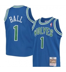 Men Minnesota Timberwolves  1 LaMelo Ball 2026 Blue Throwback Swingman Stitched Jersey