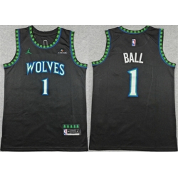 Men Minnesota Timberwolves  1 LaMelo Ball Black 2026 Statement Edition Stitched Basketball Jersey