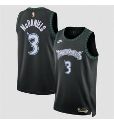 Men Minnesota Timberwolves 3 Jaden McDaniels Black 2025 Classic Edition Stitched Jersey