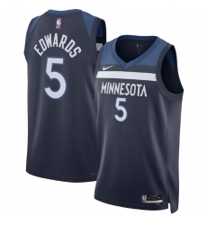 Men Minnesota Timberwolves 5 Anthony Edwards Blue Association Edition Stitched Jersey Men Minnesota Timberwolves 5 Anthony Edwards Blue Association Edition Stitched Jersey