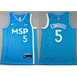 Men Minnesota Timberwolves 5 Anthony Edwards Blue Stitched Jersey