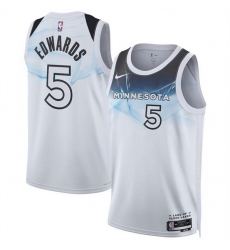 Men Minnesota Timberwolves 5 Anthony Edwards White 2024 25 City Edition Stitched Jersey