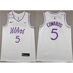 Men Minnesota Timberwolves 5 Anthony Edwards White Stitched Jersey