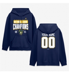 Men Milwaukee Brewers Navy Custom 2026 National League Champions Name   Number Hoodie
