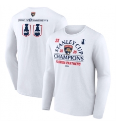 Men Florida Panthers White Two Time Stanley Cup Champions Top Line Long Sleeve T Shirt Men Florida Panthers White Two Time Stanley Cup Champions Top Line Long Sleeve T Shirt