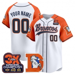 Men Denver Broncos Active Player Custom Orange Alternate 3X Super Bowl champions Patch Throwback Vapor Stitched Baseball Jersey