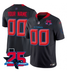Men Houston Texans Active Player Custom Navy 2026 25th Anniversary Patch 2nd Alternate F U S E Vapor Stitched jersey