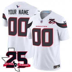 Men Houston Texans Active Player Custom White 2026 25th Anniversary Patch Vapor F U S E  Limited Stitched Jersey