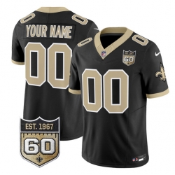 Men New Orleans Saints Active Player Custom Black F U S E  60th Anniversary Patch Vapor Limited Stitched Football Jersey