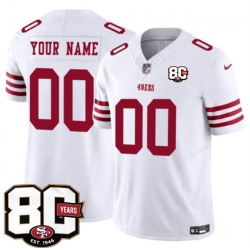 Men San Francisco 49ers Active Player Custom White 80th Anniversary Patch 2026 F U S E  Vapor Untouchabl2026 F U S E  Vapor Untouchable Limited Stitched Fo