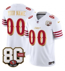 Men San Francisco 49ers Active Player Custom White Gold 80th Anniversary Patch  Rivalries  2026 F U S E  Vapor Untouchabl Limited Stitched Football Jersey