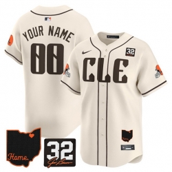 Men Cleveland Browns ACTIVE PLAYER Custom Cream 2025 Jim Brown Memorial   Home Patch Vapor Limited Stitched Jersey