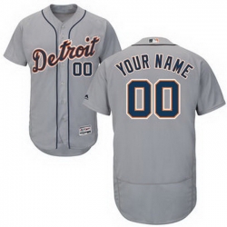 Men Women Youth All Size Detroit Tigers Majestic Road Flex Base Authentic Collection Custom Jersey Gray