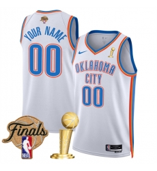 Men Oklahoma City Thunder Active Player Custom White 2025 Finals Patch And Finals Champions Patch Association Edition Stitched Basketball Jersey Men Oklahoma City Thunder Active Player Custom White 2025 Finals Patch And Finals Champions Patch Association Edition Stitched Basketball Jersey