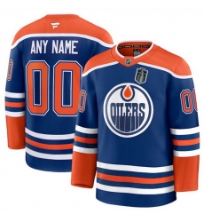 Men Edmonton Oilers Custom Royal 2025 Stanley Cup Final Patch Stitched Hockey Jersey
