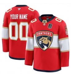Men Florida Panthers Custom Red 2025 Stanley Cup Final Patch Stitched Hockey Jersey