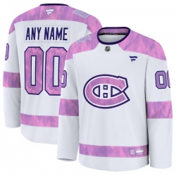 Men Women Youth Montreal Canadiens Fanatics White 2024 Hockey Fights Cancer Custom Practice Jersey