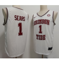 Men Alabama Crimson Tide #1 Mark Sears White Throwback Stitched Basketball NCAA Jersey