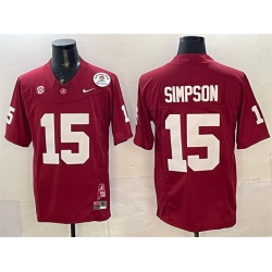 Men Alabama Crimson Tide 15 Ty Simpson Red F U S E  With Patch Stitched Football Jersey