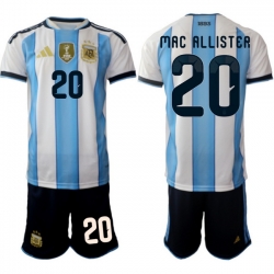 Argentina 2026 FIFA World Cup Soccer Jersey White #20 MAC ALLISTER