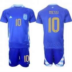 Men Argentina 10 Lionel Messi Blue 2024 25 Away SoccerJersey Suit