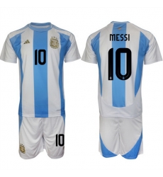 Men Argentina 10 Messi White Blue 2024 25 Home Soccer Jersey Suit Men Argentina 10 Messi White Blue 2024 25 Home Soccer Jersey Suit