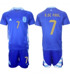 Men Argentina 7 Rodrigo Javier De Paul Blue 2024 25 Away SoccerJersey Suit Men Argentina 7 Rodrigo Javier De Paul Blue 2024 25 Away SoccerJersey Suit