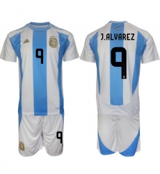 Men Argentina 9 Gabriel Batistuta White Blue 2024 25 Home Soccer Jersey Suit