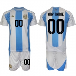 Men Argentina Custom White Blue 2024 25 Home Soccer Jersey Suit