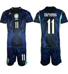Youth Brazil 2026 FIFA World Cup Blue Away Soccer Jersey RAPHINHA #11