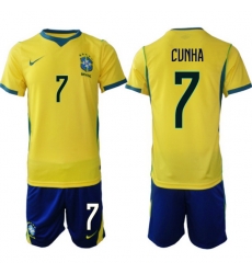 Youth Brazil 2026 FIFA World Cup Yellow Home Soccer Jersey CUNHA #7 Youth Brazil 2026 FIFA World Cup Yellow Home Soccer Jersey CUNHA #7