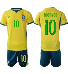 Youth Brazil 2026 FIFA World Cup Yellow Home Soccer Jersey RODRYGO #10