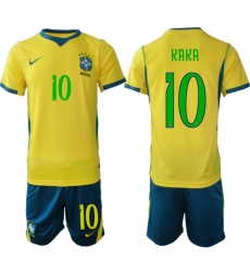 Men Brazil 2026 FIFA World Cup Yellow Home Soccer Jersey KAKA #10 Green
