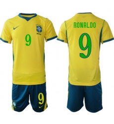 Men Brazil 2026 FIFA World Cup Yellow Home Soccer Jersey RONALDO #9 Green Men Brazil 2026 FIFA World Cup Yellow Home Soccer Jersey RONALDO #9 Green