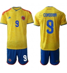 Colombia 2026 FIFA World Cup Soccer Jersey Yellow #9 CORDOBA Colombia 2026 FIFA World Cup Soccer Jersey Yellow #9 CORDOBA