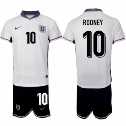 Men England 10 Wayne Rooney 2024 25 White Home Soccer Jersey Suit
