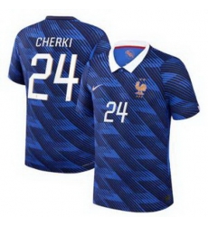 Men 24Rayan Cherki France Jersey   2